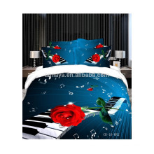 Ensemble de couvre-lit 100% coton Musique 3D Rose rouge imprimé Alibaba Chine